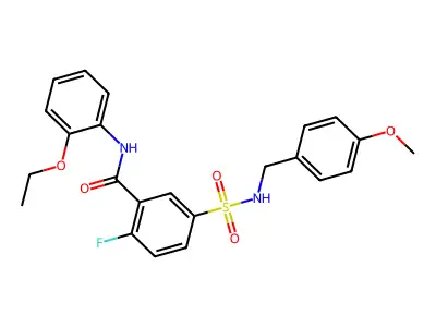 N-(2-ethoxyphenyl)-2-fluoro-5-(N-(4-methoxybenzyl)sulfamoyl)benzamide structure