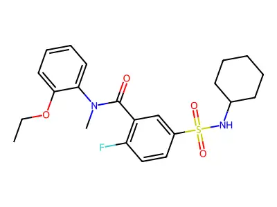 5-(cyclohexylsulfamoyl)-N-(2-ethoxyphenyl)-2-fluoro-N-methylbenzamide structure