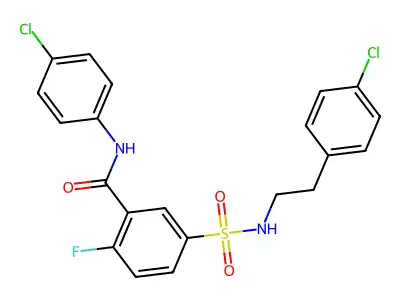 5-(N-(4-chlorophenethyl)sulfamoyl)-N-(4-chlorophenyl)-2-fluorobenzamide structure
