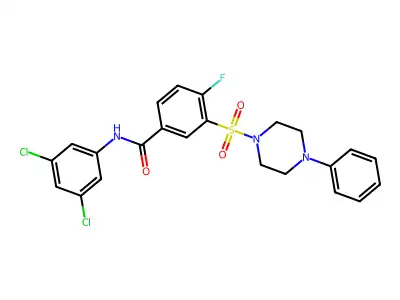 N-(3,5-dichlorophenyl)-4-fluoro-3-((4-phenylpiperazin-1-yl)sulfonyl)benzamide structure