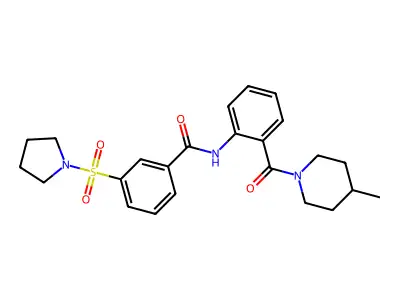 N-[2-(4-methylpiperidine-1-carbonyl)phenyl]-3-pyrrolidin-1-ylsulfonylbenzamide structure