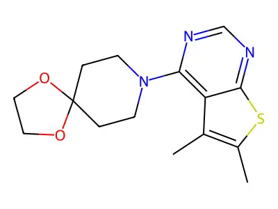 8-{5,6-Dimethylthieno[2,3-d]pyrimidin-4-yl}-1,4-dioxa-8-azaspiro[4.5]decane structure