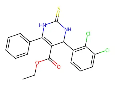 ethyl 6-(2,3-dichlorophenyl)-4-phenyl-2-sulfanyl-1,6-dihydropyrimidine-5-carboxylate structure