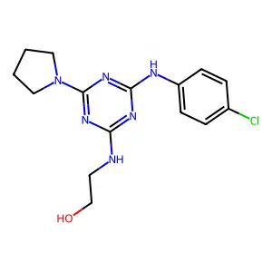 2-[[4-(4-Chloroanilino)-6-(1-pyrrolidinyl)-1,3,5-triazin-2-yl]amino]ethanol structure