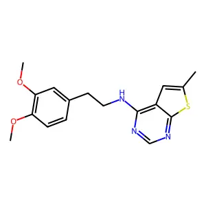 N-[2-(3,4-dimethoxyphenyl)ethyl]-6-methylthieno[2,3-d]pyrimidin-4-amine structure