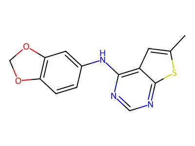 N-(1,3-benzodioxol-5-yl)-6-methylthieno[3,2-e]pyrimidin-4-amine structure