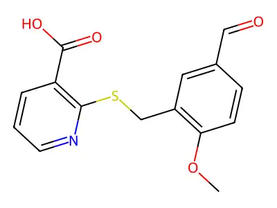 2-[(5-Formyl-2-methoxybenzyl)thio]nicotinic acid structure
