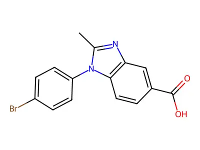 1-(4-bromophenyl)-2-methyl-1H-benzimidazole-5-carboxylic acid structure