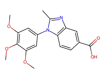 2-methyl-1-(3,4,5-trimethoxyphenyl)-1H-benzimidazole-5-carboxylic acid structure