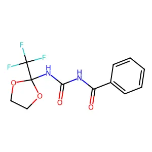 N-((2-(trifluoromethyl)-1,3-dioxolan-2-yl)carbamoyl)benzamide structure