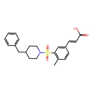 (E)-3-(3-((4-benzylpiperidin-1-yl)sulfonyl)-4-methylphenyl)acrylic acid structure