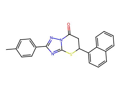 2-(4-methylphenyl)-5-(naphthalen-1-yl)-5,6-dihydro-7H-[1,2,4]triazolo[5,1-b][1,3]thiazin-7-one structure