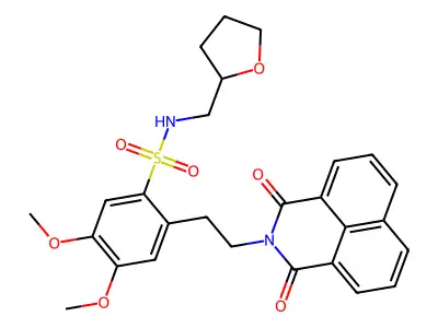 2-(2-(1,3-dioxo-1H-benzo[de]isoquinolin-2(3H)-yl)ethyl)-4,5-dimethoxy-N-((tetrahydrofuran-2-yl)methyl)benzenesulfonamide structure