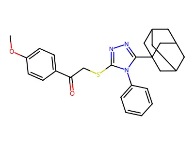 2-(5-Adamantanyl-4-phenyl(1,2,4-triazol-3-ylthio))-1-(4-methoxyphenyl)ethan-1-one structure
