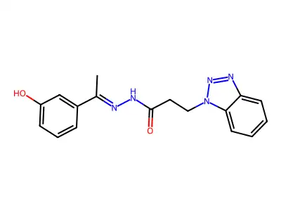 3-(benzotriazol-1-yl)-N-[1-(3-hydroxyphenyl)ethylideneamino]propanamide structure