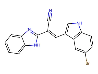 2-(1H-Benzo[d]imidazol-2-yl)-3-(5-bromo-1H-indol-3-yl)acrylonitrile structure