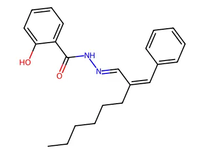 N-(2-benzylideneoctylideneamino)-2-hydroxybenzamide structure