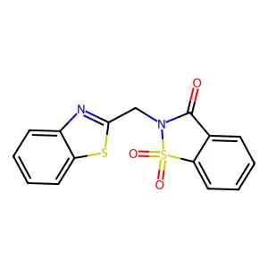 2-(Benzo[d]thiazol-2-ylmethyl)benzo[d]isothiazol-3(2H)-one 1,1-dioxide structure