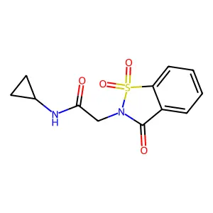 N-cyclopropyl-2-(1,1,3-trioxo-1,2-benzothiazol-2-yl)acetamide structure