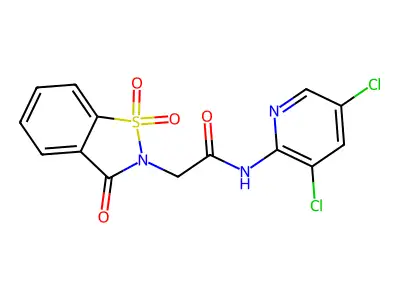 N-(3,5-dichloropyridin-2-yl)-2-(1,1,3-trioxo-1,2-benzothiazol-2-yl)acetamide structure