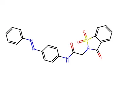 1,2-Benzisothiazole-2(3H)-acetamide, 3-oxo-N-[4-(2-phenyldiazenyl)phenyl]-, 1,1-dioxide structure
