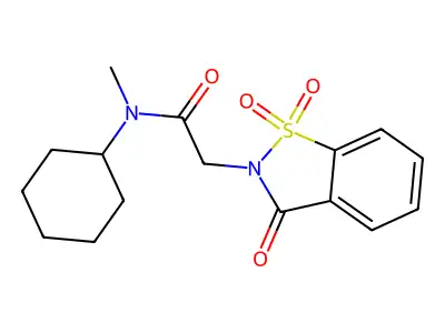 N-cyclohexyl-2-(1,1-dioxido-3-oxobenzo[d]isothiazol-2(3H)-yl)-N-methylacetamide structure