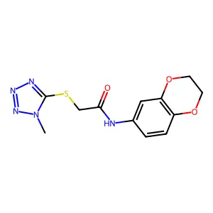 N-(2,3-dihydro-1,4-benzodioxin-6-yl)-2-(1-methyltetrazol-5-yl)sulfanylacetamide structure