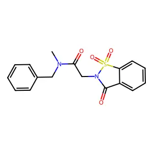 N-benzyl-2-(1,1-dioxido-3-oxo-1,2-benzisothiazol-2(3H)-yl)-N-methylacetamide structure
