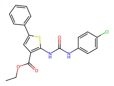 Ethyl 2-(3-(4-chlorophenyl)ureido)-5-phenylthiophene-3-carboxylate structure
