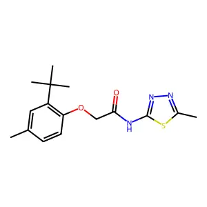 2-(2-tert-butyl-4-methylphenoxy)-N-(5-methyl-1,3,4-thiadiazol-2-yl)acetamide structure
