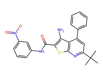 3-amino-6-tert-butyl-N-(3-nitrophenyl)-4-phenylthieno[2,3-b]pyridine-2-carboxamide structure