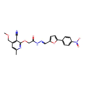 2-{[3-Cyano-4-(methoxymethyl)-6-methylpyridin-2-yl]oxy}-N'-{[5-(4-nitrophenyl)furan-2-yl]methylidene}acetohydrazide structure