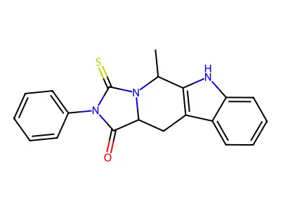 5-methyl-2-phenyl-3-thioxo-2,3,5,6,11,11a-hexahydro-1H-imidazo[1',5':1,6]pyrido[3,4-b]indol-1-one structure