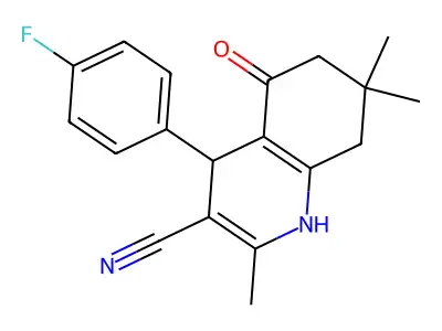 4-(4-fluorophenyl)-2,7,7-trimethyl-5-oxo-1,4,5,6,7,8-hexahydro-3-quinolinecarbonitrile structure