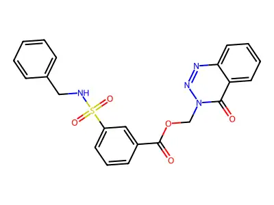 (4-Oxo-1,2,3-benzotriazin-3(4H)-yl)methyl 3-[[(phenylmethyl)amino]sulfonyl]benzoate structure