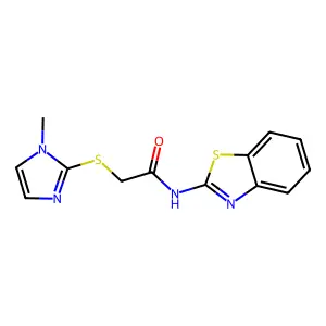 N-(1,3-benzothiazol-2-yl)-2-[(1-methyl-2-imidazolyl)thio]acetamide structure