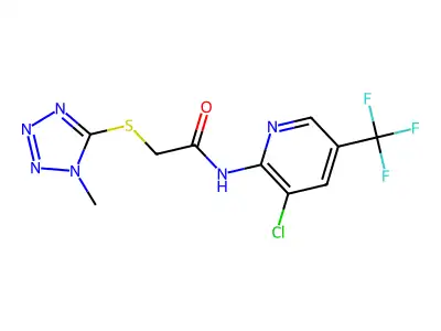N-[3-chloro-5-(trifluoromethyl)pyridin-2-yl]-2-(1-methyltetrazol-5-yl)sulfanylacetamide structure