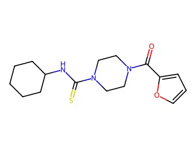 N-cyclohexyl-4-(furan-2-carbonyl)piperazine-1-carbothioamide structure