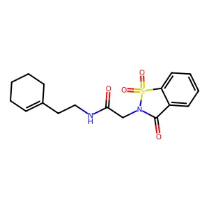 N-[2-(cyclohexen-1-yl)ethyl]-2-(1,1,3-trioxo-1,2-benzothiazol-2-yl)acetamide structure