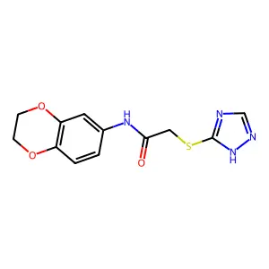 N-(2,3-dihydro-1,4-benzodioxin-6-yl)-2-(1H-1,2,4-triazol-3-ylthio)acetamide structure