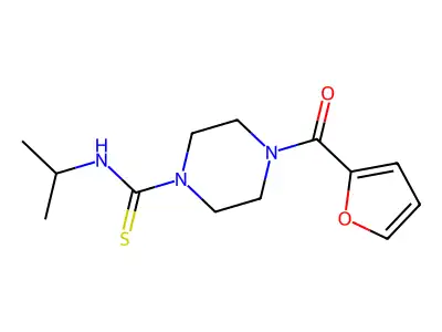 4-(furan-2-carbonyl)-N-(propan-2-yl)piperazine-1-carbothioamide structure