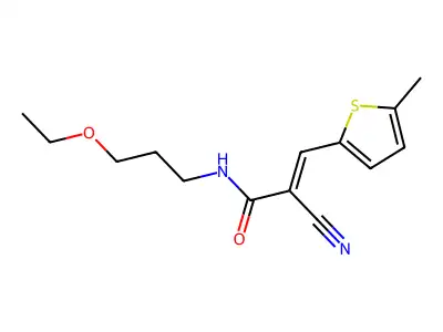 2-cyano-N-(3-ethoxypropyl)-3-(5-methylthiophen-2-yl)prop-2-enamide structure