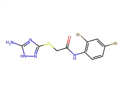 2-[(5-amino-1H-1,2,4-triazol-3-yl)sulfanyl]-N-(2,4-dibromophenyl)acetamide structure