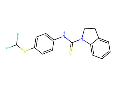 N-{4-[(difluoromethyl)sulfanyl]phenyl}-2,3-dihydro-1H-indole-1-carbothioamide structure