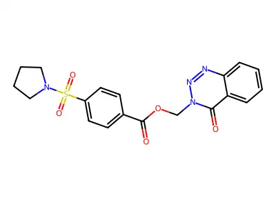 (4-Oxo-1,2,3-benzotriazin-3-yl)methyl 4-pyrrolidin-1-ylsulfonylbenzoate structure