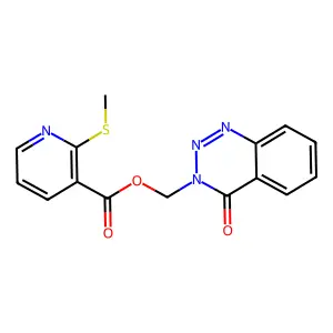 (4-Oxobenzo[d][1,2,3]triazin-3(4H)-yl)methyl 2-(methylthio)nicotinate structure
