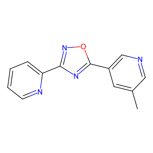 3-(2-Pyridyl)-5-(5-methylpyrid-3-yl)-1,2,4-oxadiazole structure