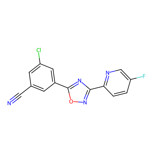 3-Chloro-5-[3-(5-fluoro-2-pyridinyl)-1,2,4-oxadiazol-5-yl]benzonitrile structure