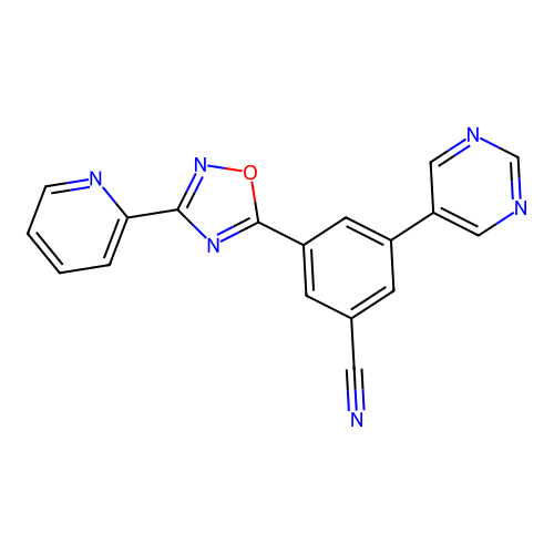 3-(2-Pyridyl)-5-(3-cyano-5-(5-pyrimidyl)phenyl)-1,2,4-oxadiazole structure