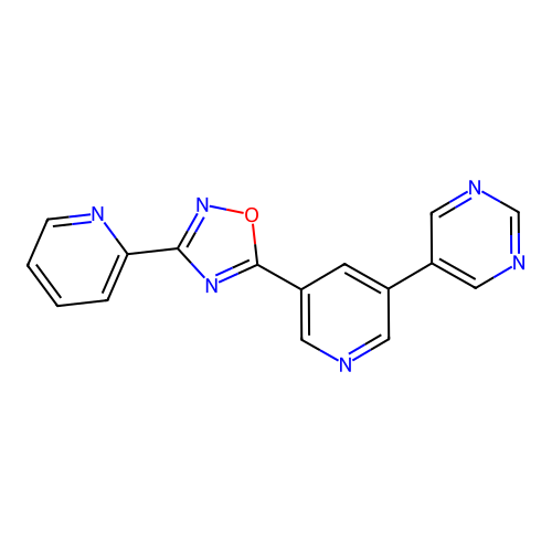 3-(Pyridin-2-yl)-5-[5-(5-pyrimidyl)-pyrid-3-yl]-1,2,4-oxadiazole structure